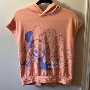 Coral Pink Cinched Disney Hooded Sweater for Girls
